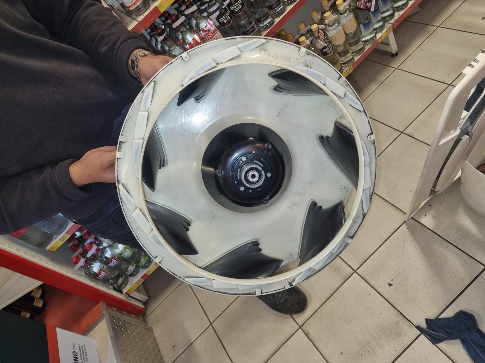 Turbo fan impeller removed for cleaning