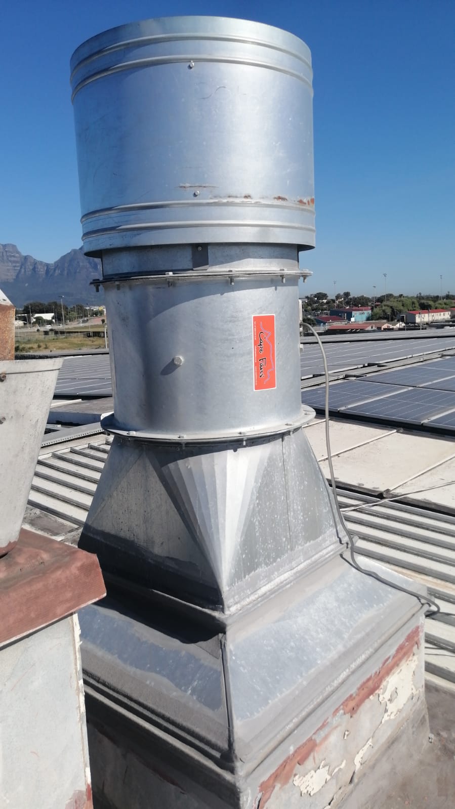 Cape Fans roof-mounted centrifugal extractor with cowl
