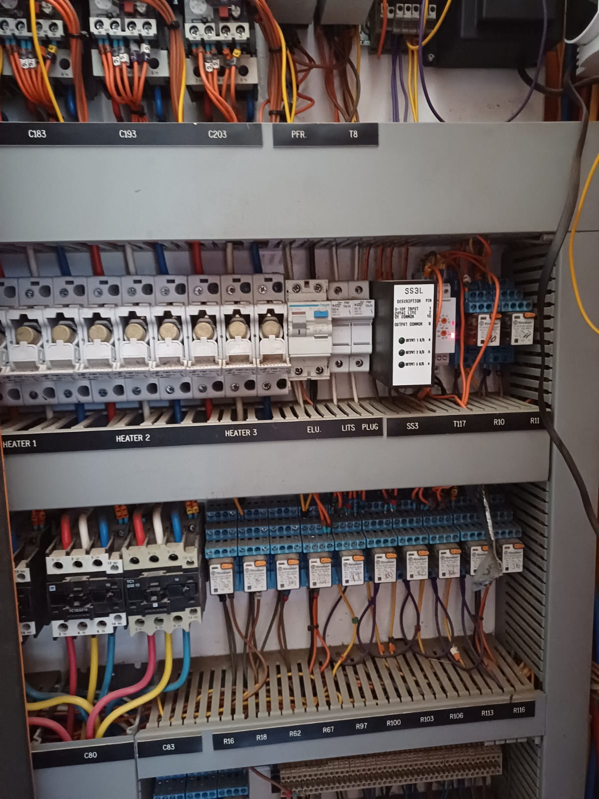 Control panel — heater & sensor circuits
