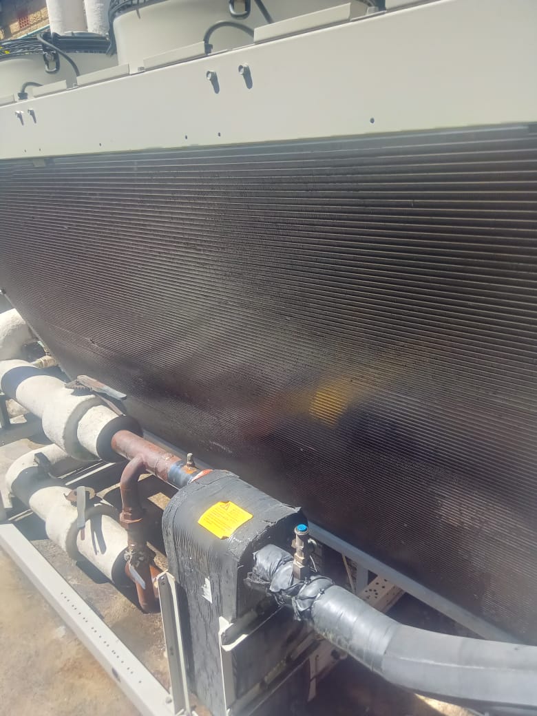 Microchannel condenser coil — fouled & due for clean